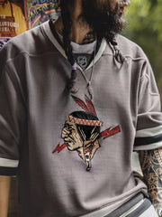 ホッケーライン Vネック ワッフルスウェット