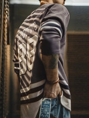 ホッケーライン Vネック ワッフルスウェット