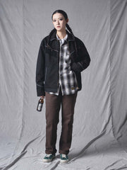 バイオレット色 フリンジジャケット