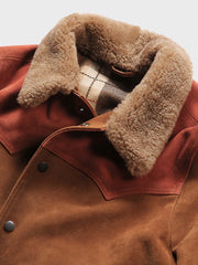 ウール襟 パッチワーク スエード レザージャケット