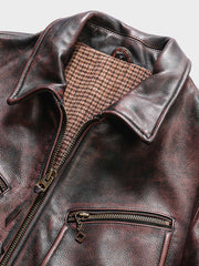 風合い 古着風 レザーライダージャケット