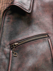 風合い 古着風 レザーライダージャケット