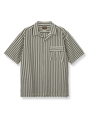 カーキ・オリーブ・レモンイエローのストライプが映えるキューバカラーシャツ。