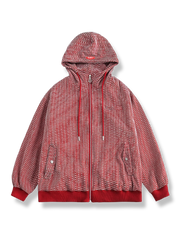 赤いフード付きスウェット