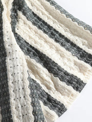 ホリゾンタル ストライプ レース シャツ