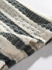 ホリゾンタル ストライプ レース シャツ