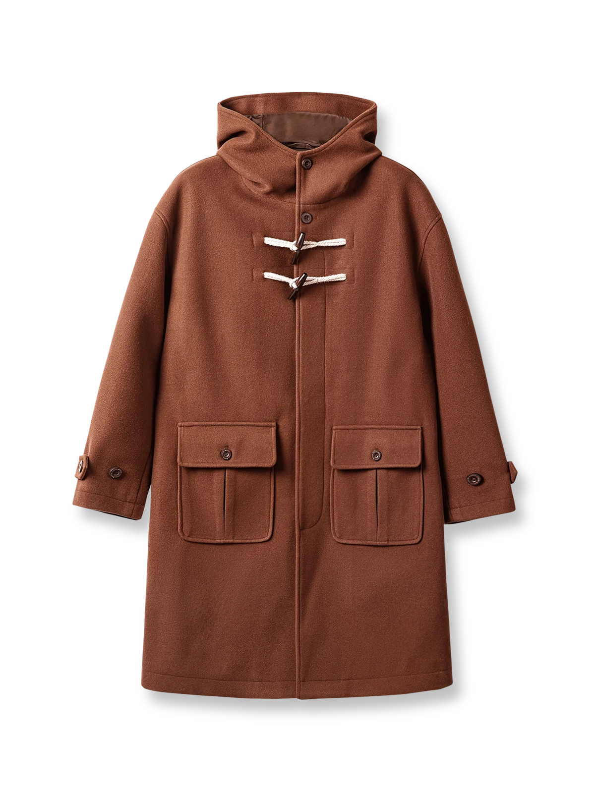 牛角ボタン付きフードウールダッフルコート -PESSOA CLUB