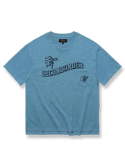 インディアンチーフプリントと胸ポケット付きのスラブコットンTシャツ