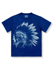 インディアンチーフ柄のコットン半袖Tシャツ。
