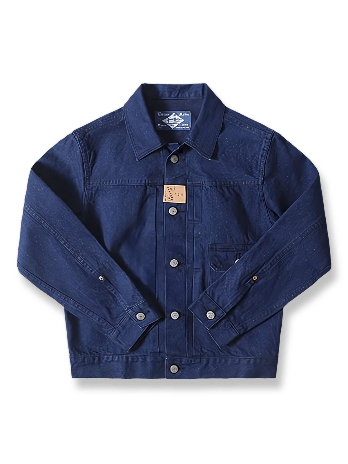 インディゴ染めセルビッジデニムショートワークジャケットの前面が見える商品画像