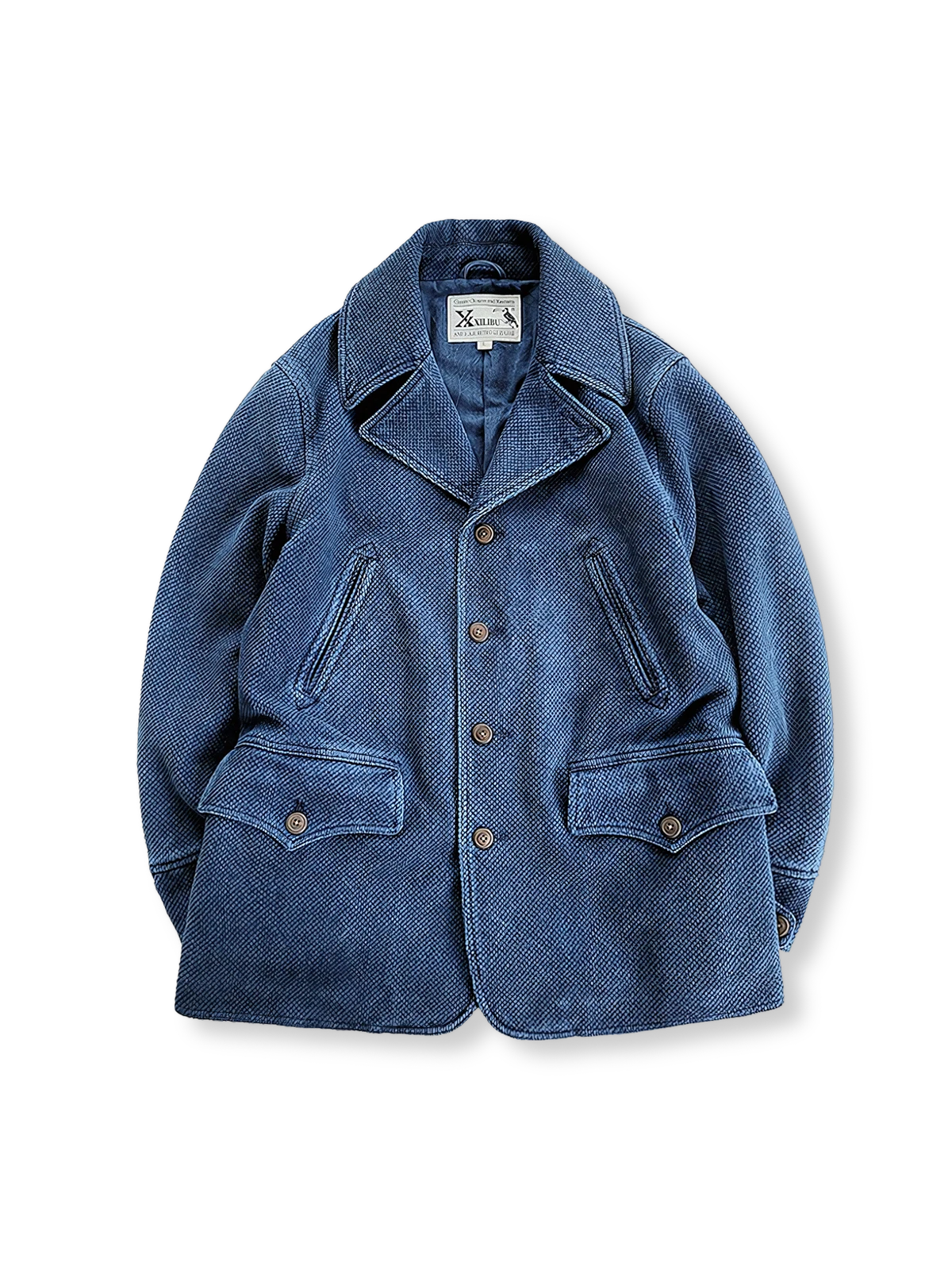 藍染めと剣道風シルエットが特徴のレトロジャケット