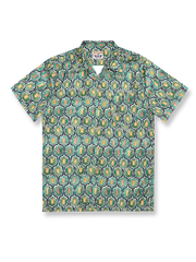 藍染ニットネックTシャツ、ヴィンテージウォッシュド加工、刺し子テクスチャー、着心地良好