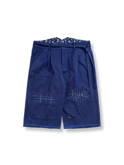 藍染めパッチワーク刺し子カーゴパンツの全体が見える商品画像