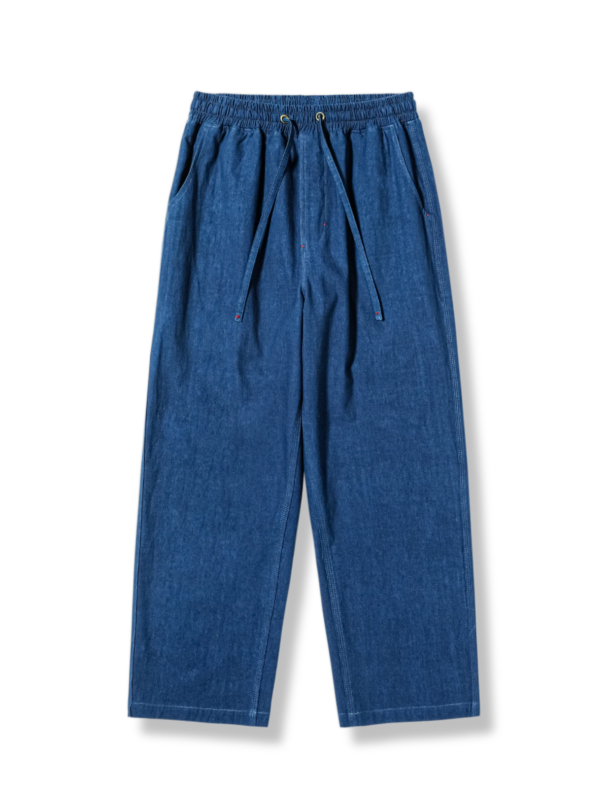 藍染めされたワイドレッグデニムパンツ