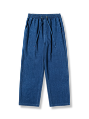 藍染めされたワイドレッグデニムパンツ