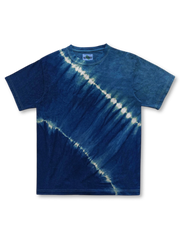 日本の藍染技術で手染めされたインディゴグラデーションのタイダイTシャツ