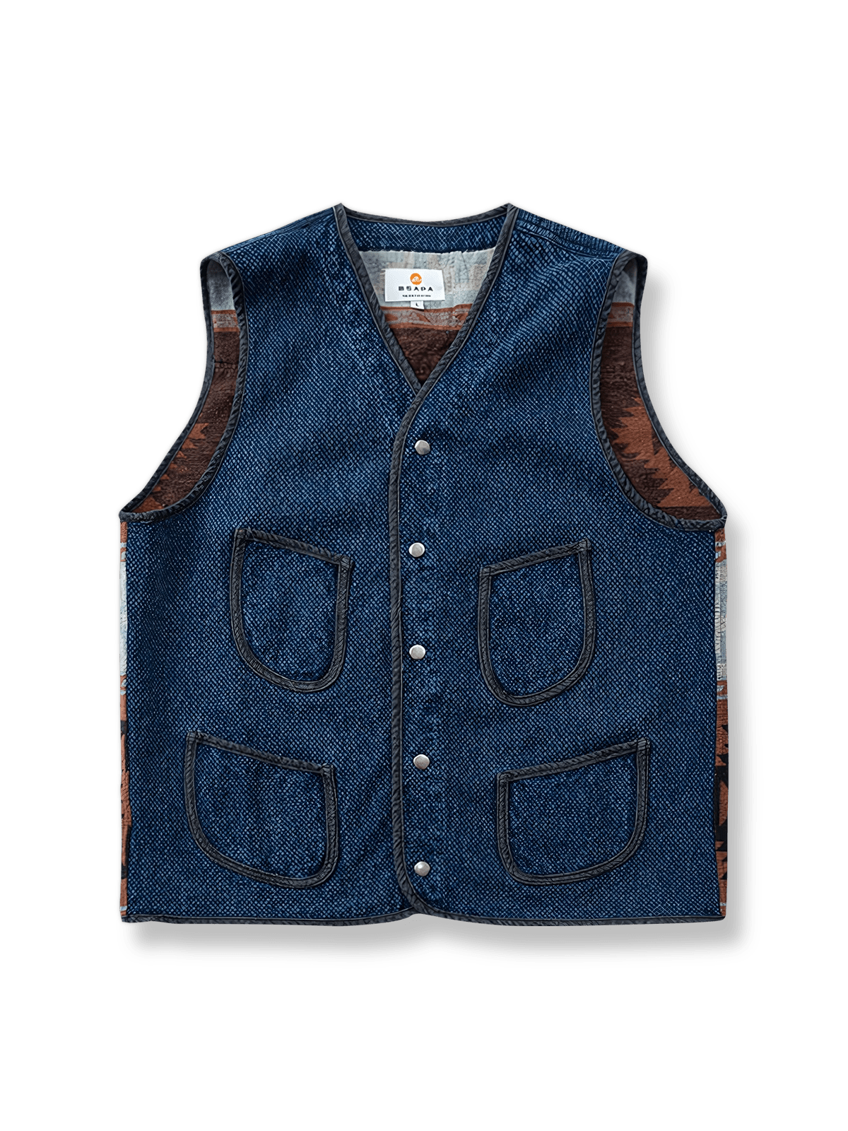 インディゴ染め剣道布パッチワークベスト