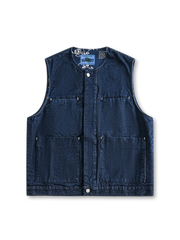 植物染めインディゴデニムとバンダナ裏地が映えるワークベスト