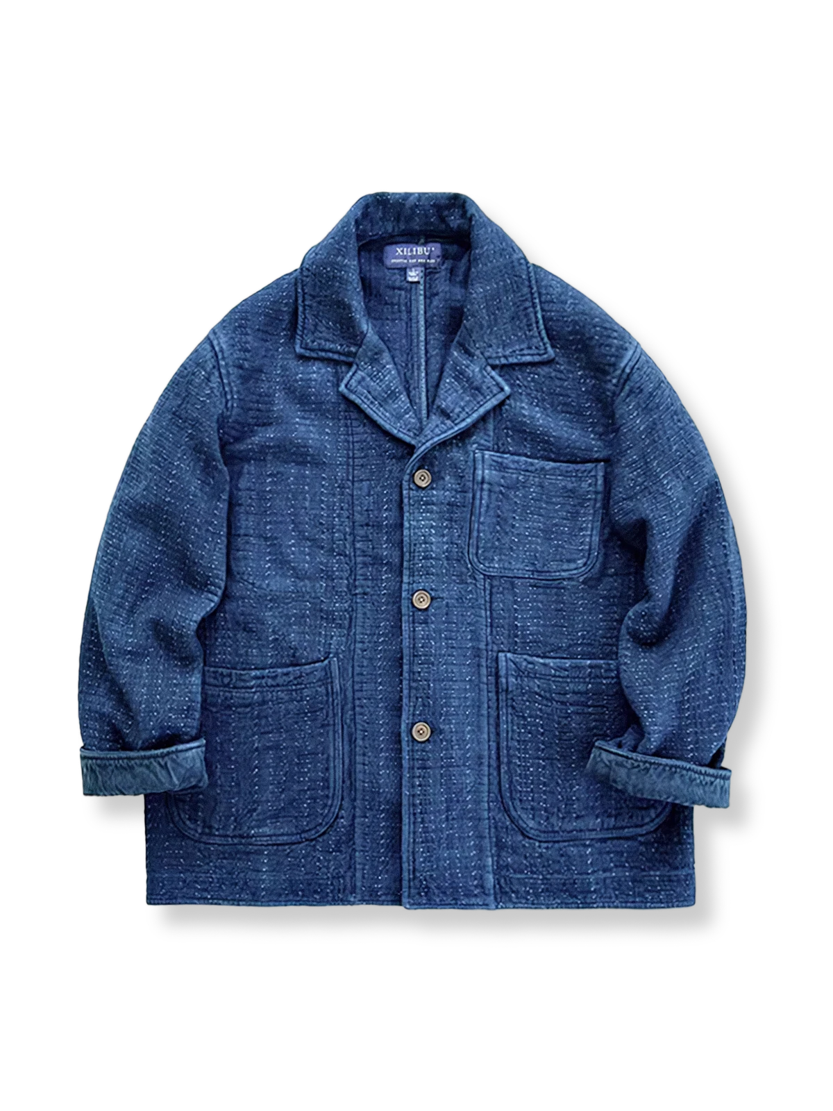 藍染め刺し子の風合いが映えるフレンチワークジャケット
