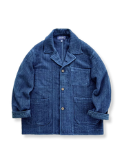 藍染め刺し子の風合いが映えるフレンチワークジャケット