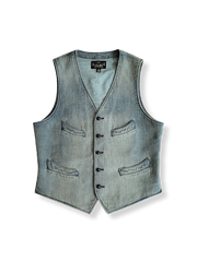 インディゴ染め刺し子Vネックベスト