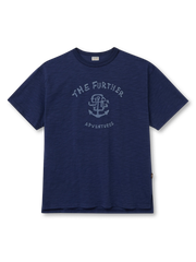 藍染スラブコットンTシャツ 手描きアンカーロゴ(浅葱&紺藍)