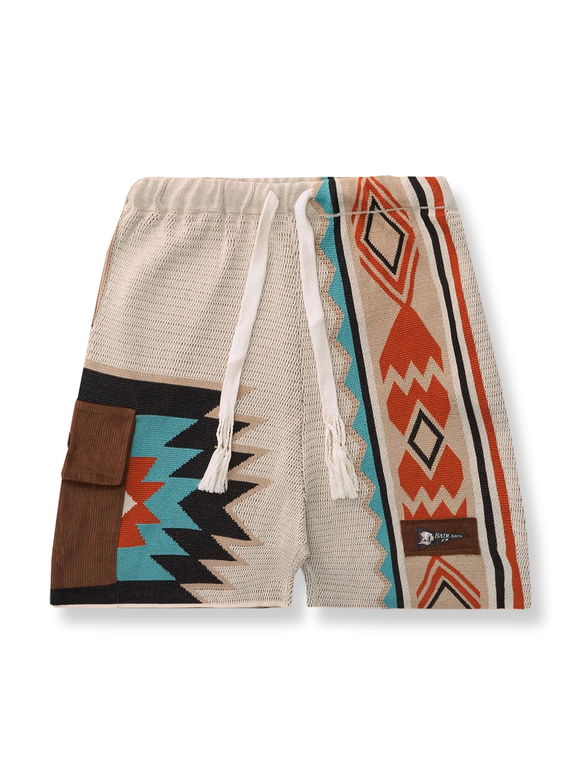 インターシャ編みのコントラストカラーニットショートパンツ。