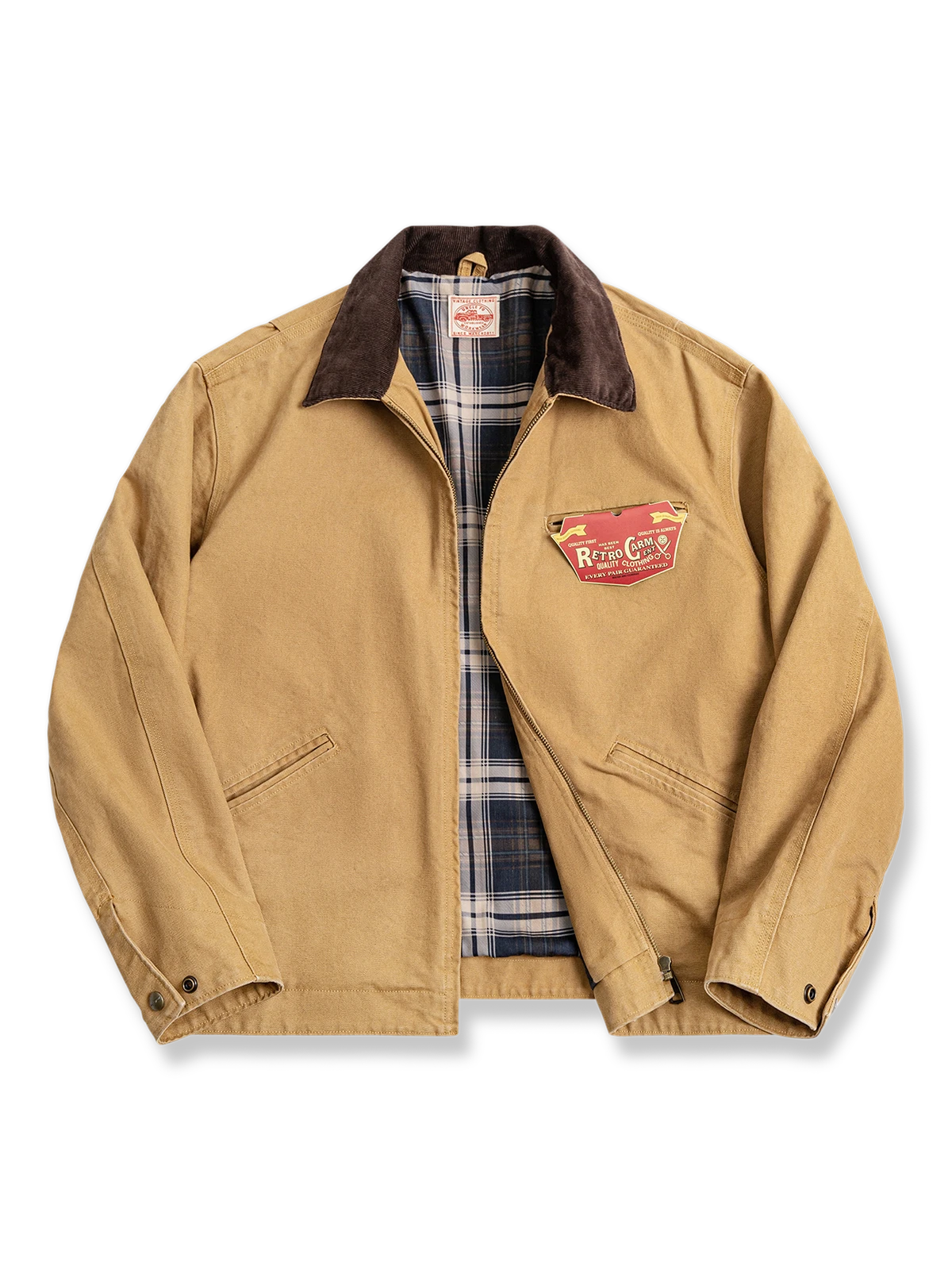 重厚な帆布と短丈ワイドシルエットが特徴のヴィンテージ風デトロイトジャケット