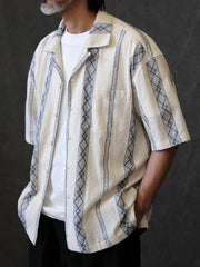 ジャカード刺繍キューバシャツ