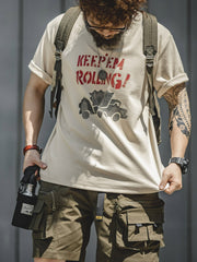 「KEEP’EM ROLLONG」プリントTシャツ