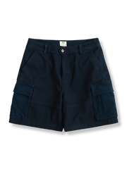 剣道服生地のパッチワークとマルチポケットが特徴のワークスタイルショーツ