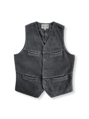 剣道刺し子生地を使用した凹凸テクスチャーのヴィンテージベスト