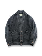 剣道着風刺子織り素材と牛角ボタンが特徴のリラックスフィットはんてんジャケット。