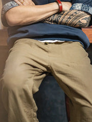 カキ色ベイカーパンツ Lyocell混紡生地