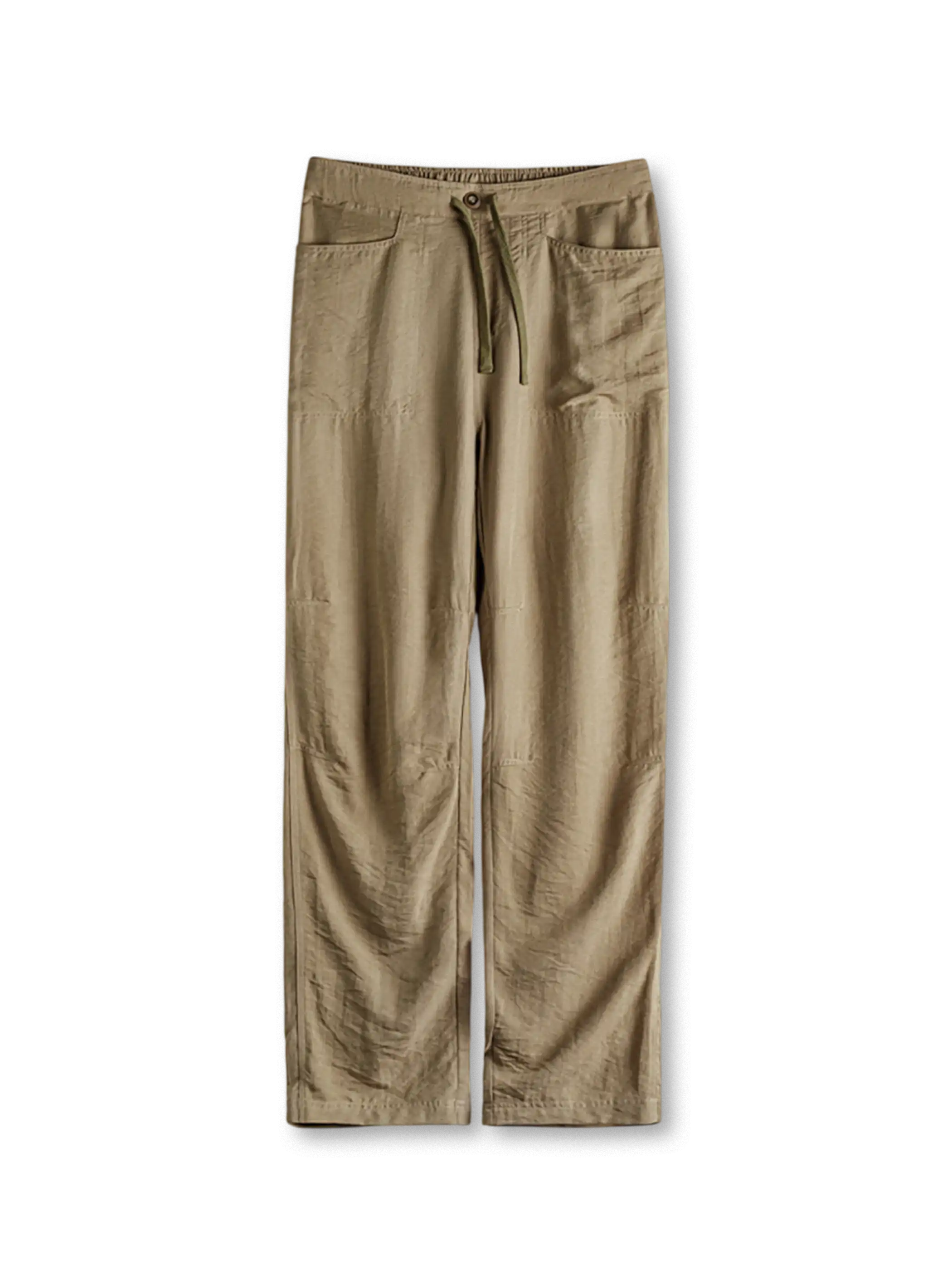 メンズ カキ色 ベイカーパンツ Lyocell混紡 軽量 ナチュラルドレープ