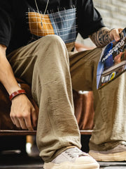 カキ色ベイカーパンツ Lyocell混紡生地