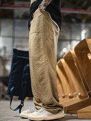 カキ色ベイカーパンツ Lyocell混紡生地