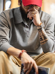 ニットポロ 長袖 プルオーバー