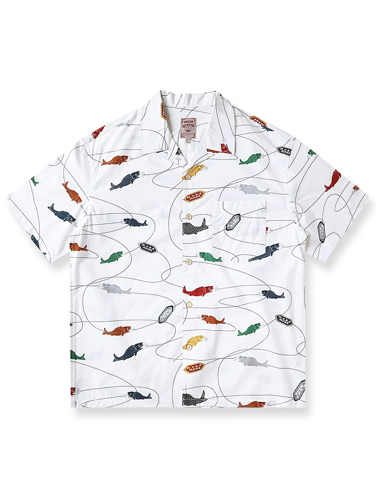 鯉柄プリントのハワイアン半袖シャツ