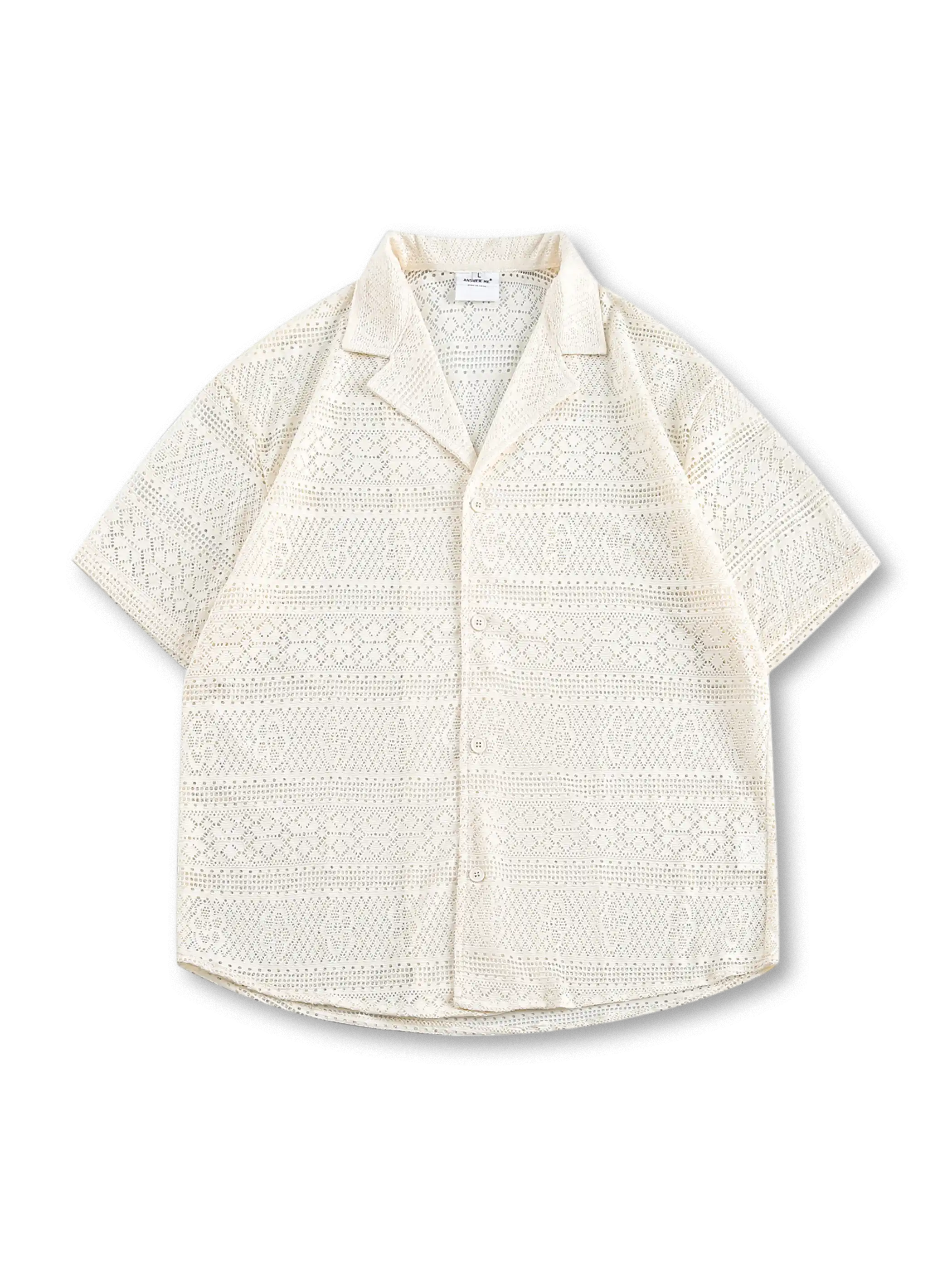 軽量で透かし編みが特徴のレース風キューバシャツ
