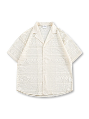 軽量で透かし編みが特徴のレース風キューバシャツ