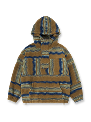 ナバホ柄とラムファー裏地が特徴のフード付きスウェット