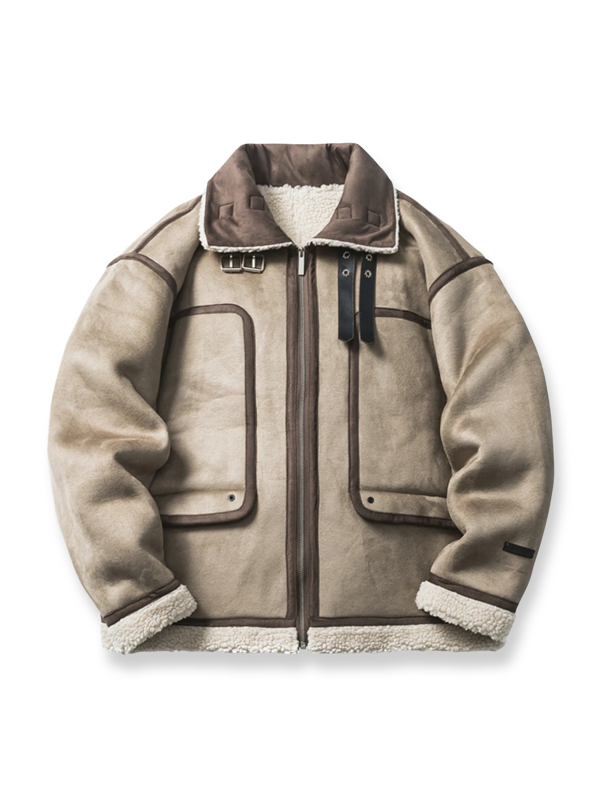 ラムウールとレザー&フリースを組み合わせたバイカースタイルジャケット。