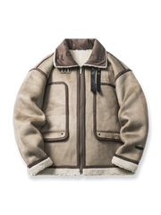 ラムウールとレザー&フリースを組み合わせたバイカースタイルジャケット。