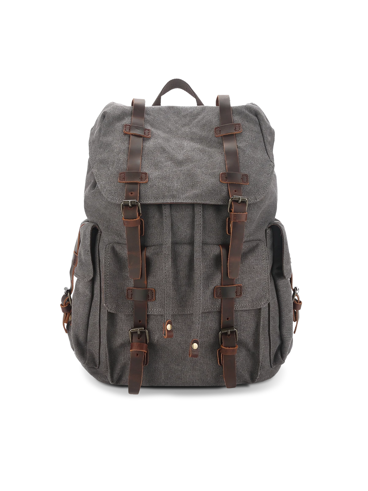 大容量キャンバスと本革のコンビネーション登山リュックサック