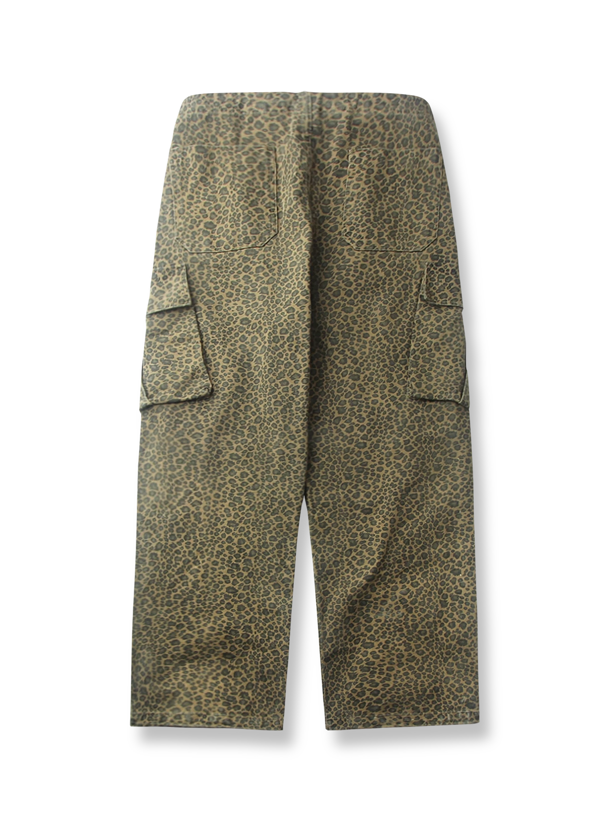 ヒョウ柄カモフラージュと厚手コットン素材のパラシュートカーゴパンツ