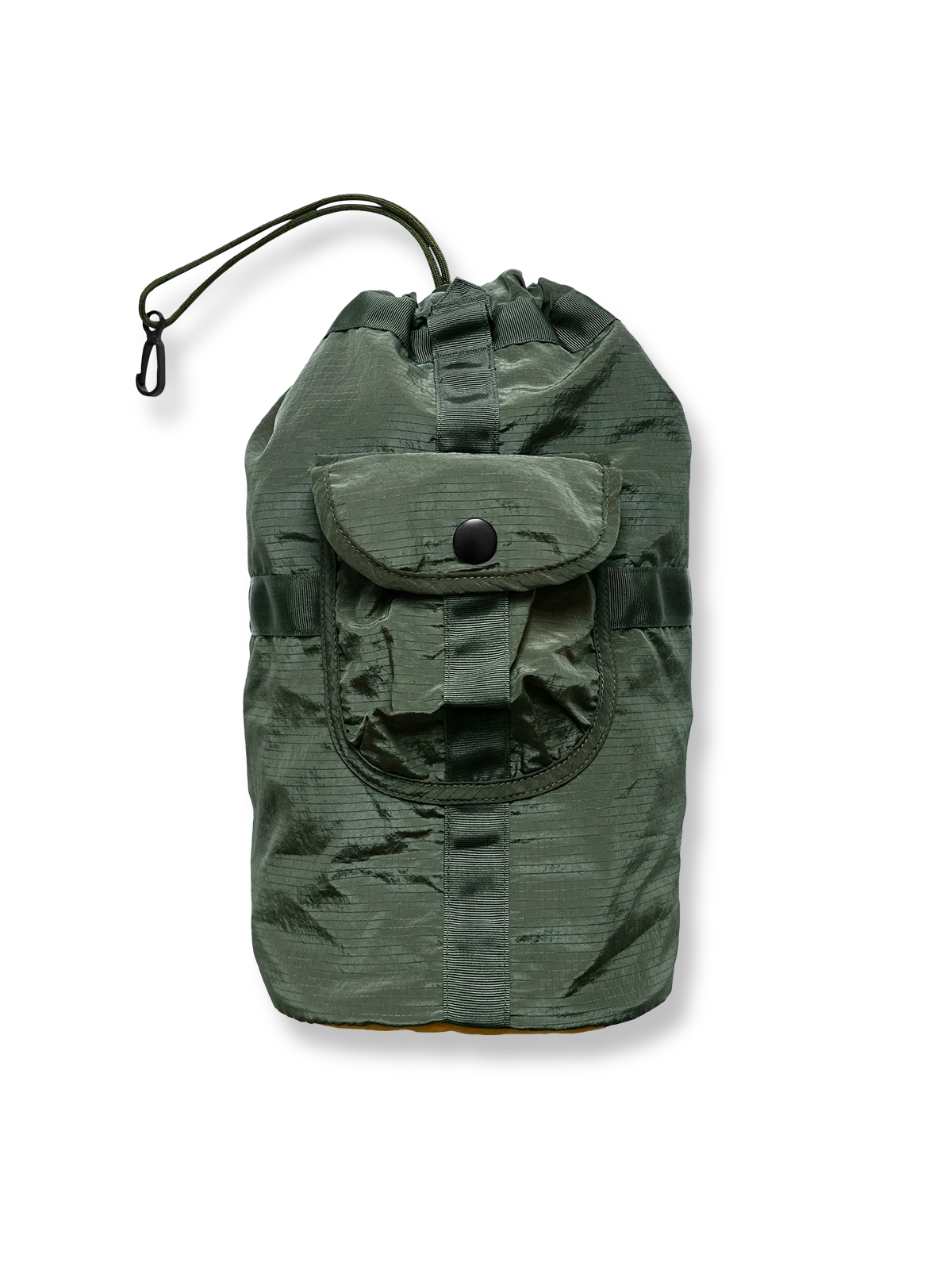 メッシュナイロンとリメイク生地を使った軽量アウトドア収納バッグ。