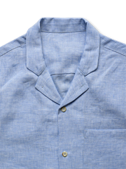 リネンチェック柄 小古巴襟シャツ