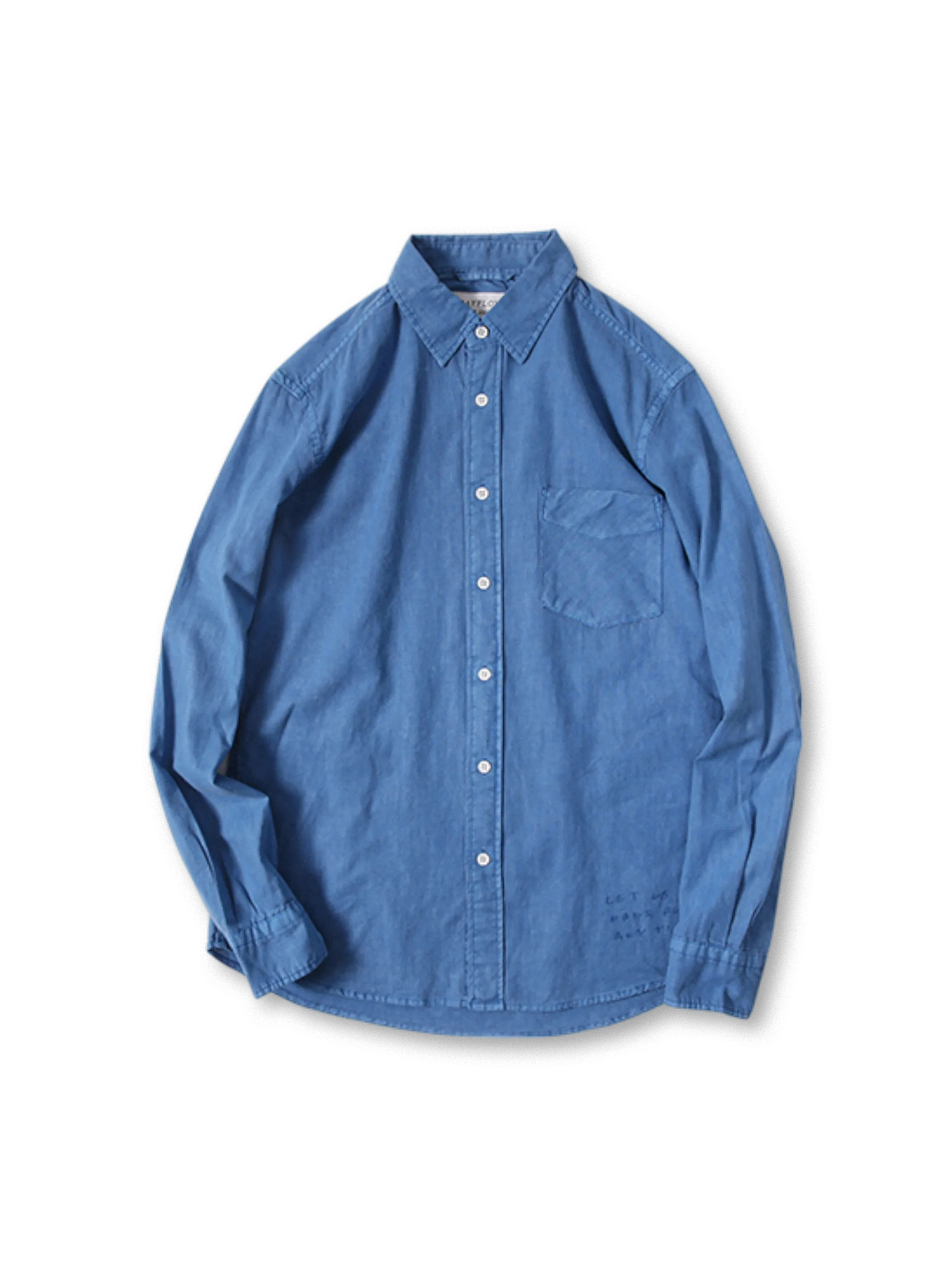 リネンコットン混紡生地に手刺繍とユーズド感を施した上品なウォッシュドシャツ