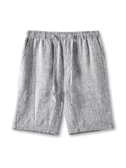 95%以上リネン高密度織の清涼感あるイージーショーツ、ワイドシルエットとドローコードウエスト付き